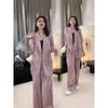 2689 Plus Size Women's Summer Korean Blazer & Wide-Leg Pants Two-Piece Set