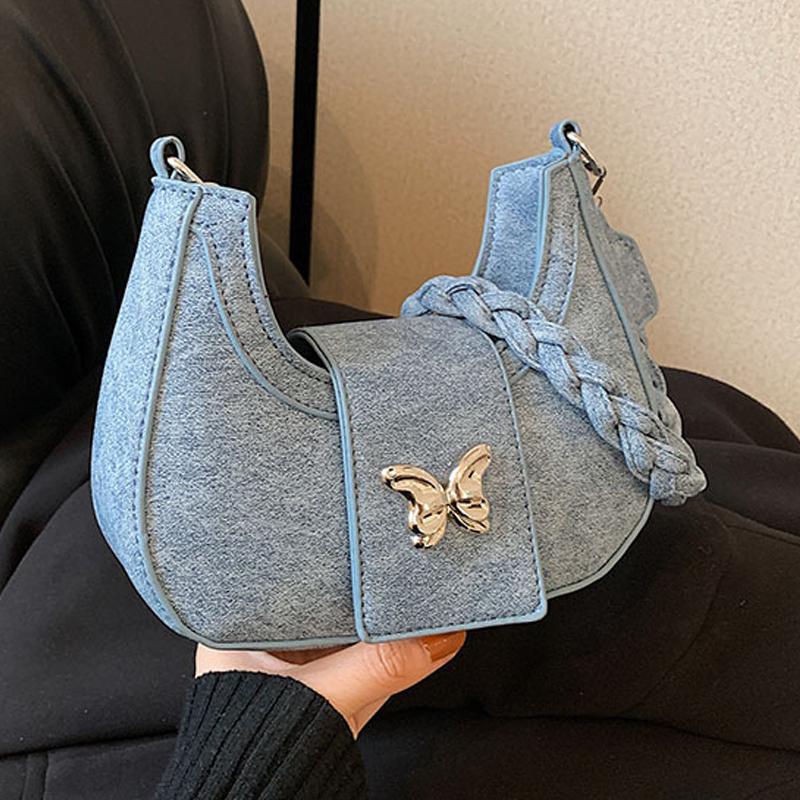 

Универсальная сумка женская S Цепочка Простая сумка через плечо Повседневная сумка-полумесяц синий