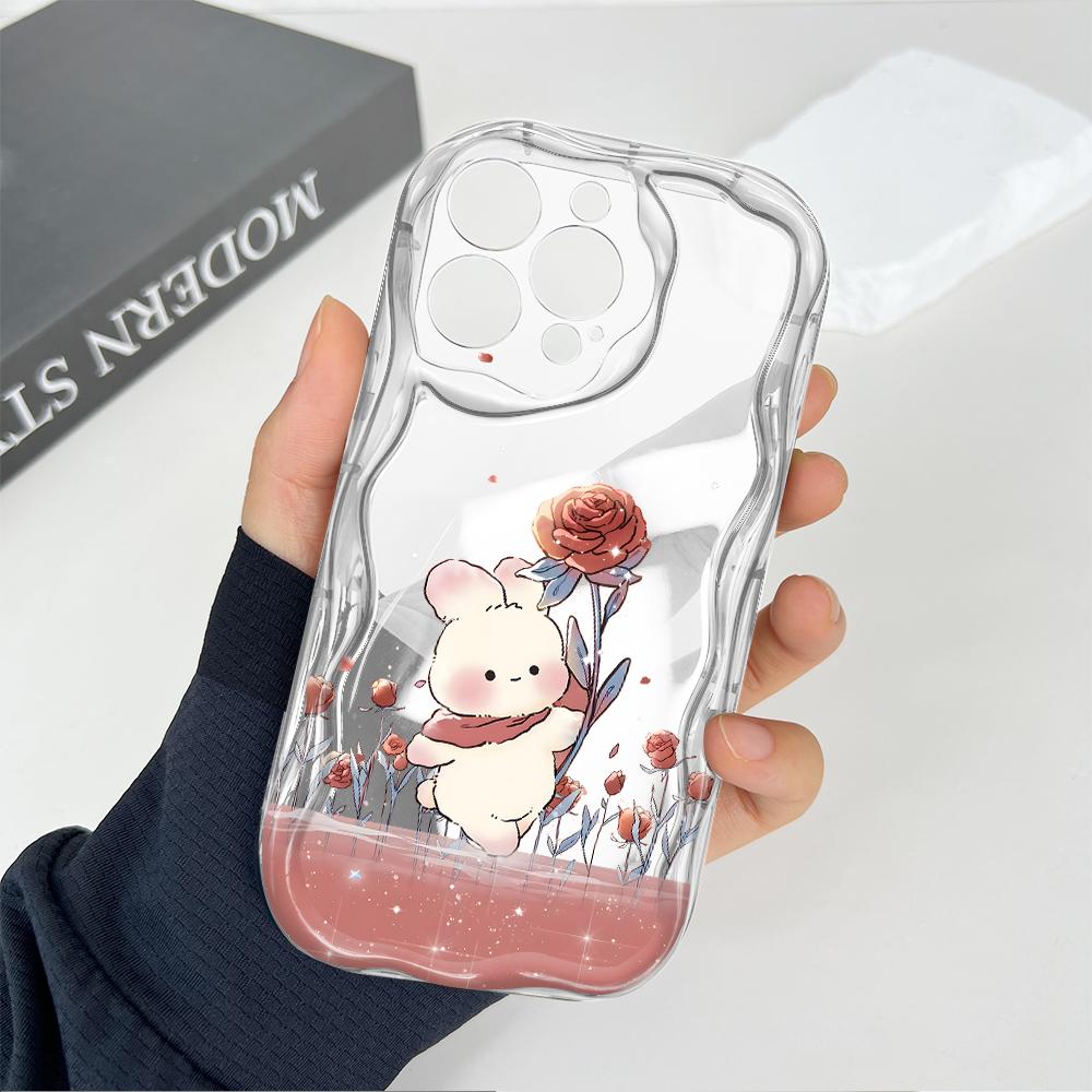 Cute Cartoon Pattern Cream Texture Casing Wavy Edge Soft Silicone Cover Phone Case for Xiaomi Redmi