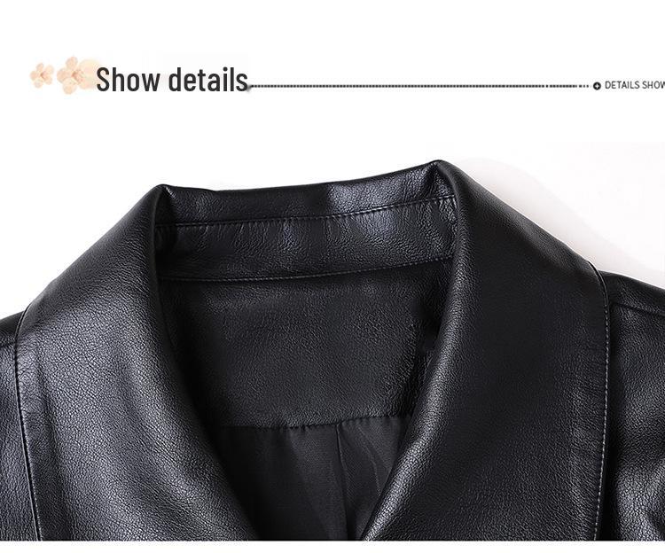 Trench-coat mi-long en cuir PU style coréen pour maman: Minceur, Haut de Gamme, Mode Décontractée pour le Printemps et l'Automne.