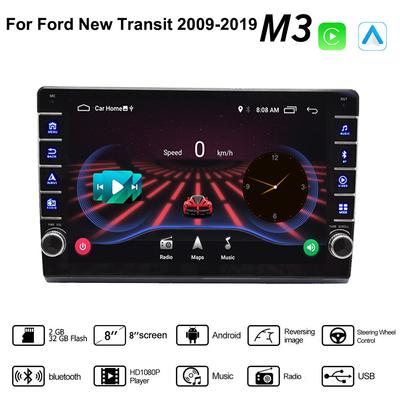 Rádio 2Din Android GPS navigace do auta pro Ford New Transit 2009-2019 s knoflíkem Multimediální přehrávač Stereo Audio Auto Carplay 2+32GB