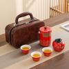 Ceramic Kungfu Tea Set with Canister Porcelain Teaware Portable Travel Tea Set  Business Gifts