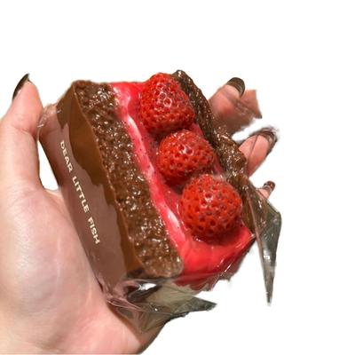 Chocolate Strawberry Cake Food Grade Silicone Squishy Toy Press Anxiety Relief Stretchable Slow Rebound Stress Relief Toy