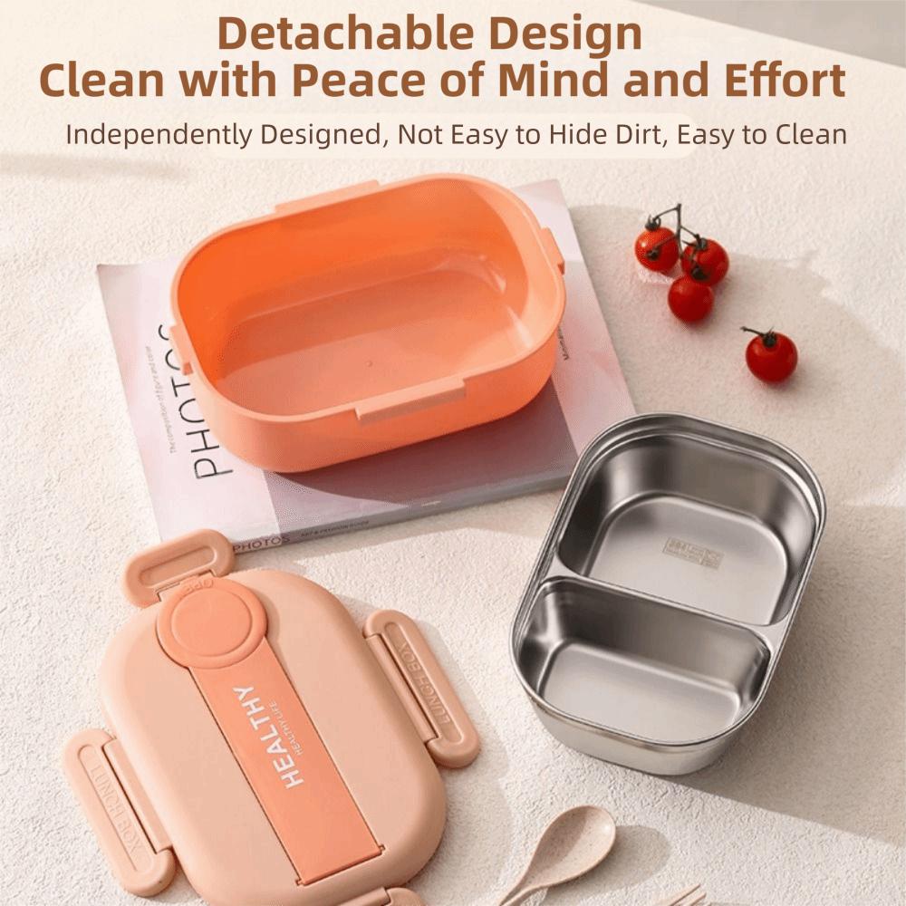Stainless Steel Divides Food Container 3/4 Grids Food Storage Crisper Insulation Lunch Box  Outdoor