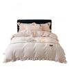 Korean Style Milk Fleece Bedding Set Lace Trim Bow Decor Thick Warm Anti-Static