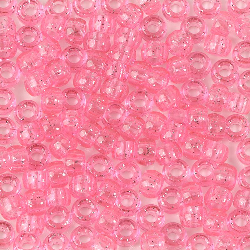 "100 Pcs Large Hole Transparent Frosted Barrel Beads - Colored Onion Powder Plastic Pony Beads for Dreadlocks and Wigs"