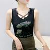 New Summer European Rhinestone Flower Clothes Women's Sleeveless T-shirt Elegant Chic Hot Diamonds Tees Sexy Girls Slim Streetwear Flower Tank Top
