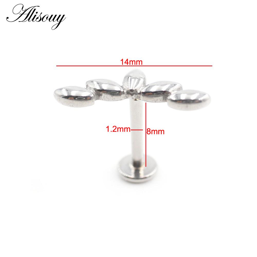 Alisouy 1 Stück Edelstahl Hundepfotenabdrücke Blatt 16G Tragus Helix Bar Labret Lippenring Knorpel Ohr Ohrring Piercing Körperschmuck