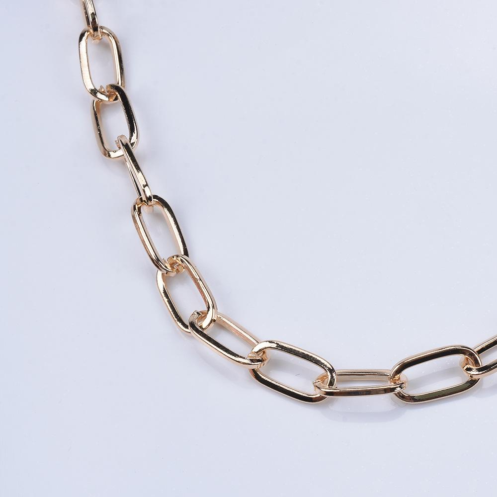 Simple Pearl Necklace, Fashionable Exaggerated Large Gold Chain, Versatile Metal Neck Chain, Personalized Collarbone Chain