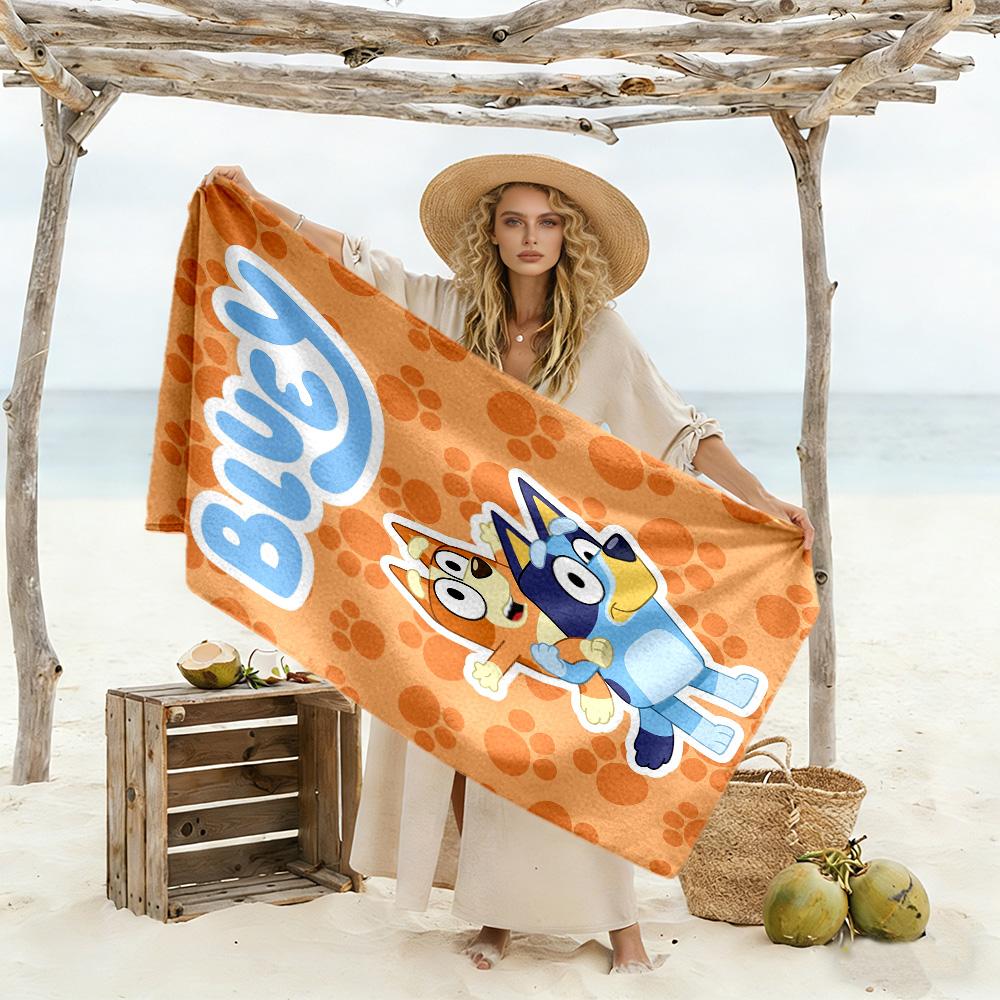 Bluey's Colorful Friends Beach Towel Super Soft Microfiber Quickdry Fabric Comfortable Lightweight Perfect for Traveling Yoga Camping and Swimming