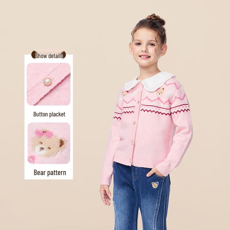 PawinPaw Girls' Cartoon Bear Knitted Cardigan