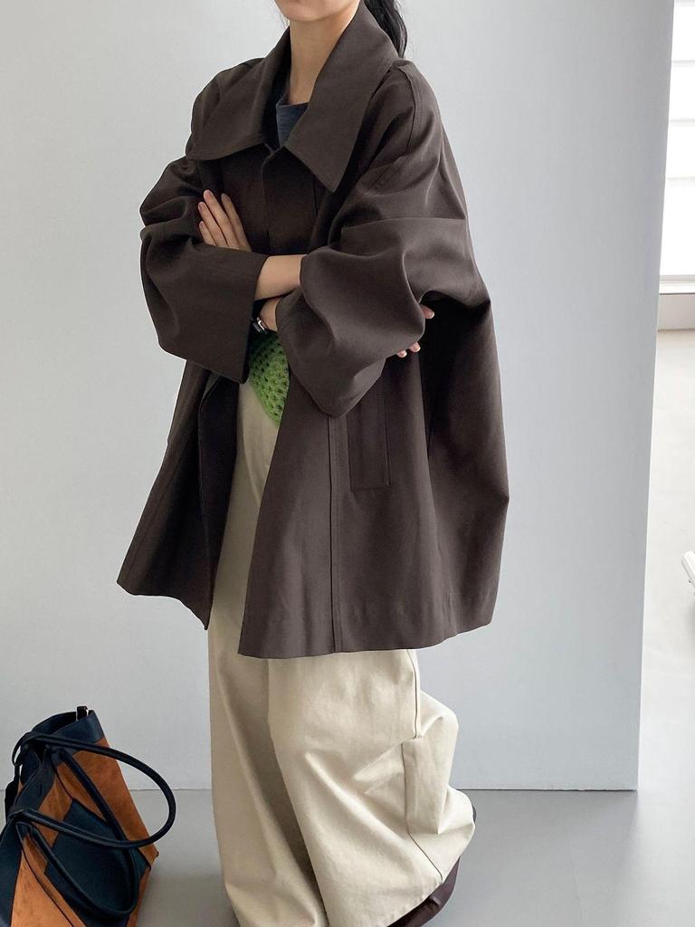 So Berlin Holiday: Women's Korean Style Loose Turn-Down Collar Mid-Length Trench Coat