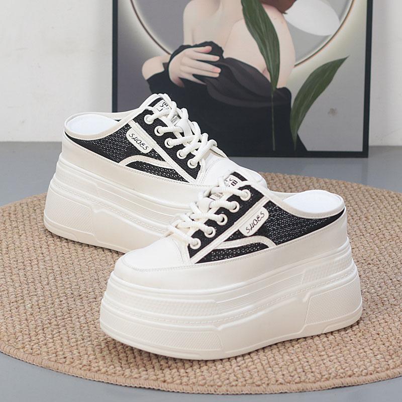 Fashion 10CM Air Mesh Breathable Sandal Slippers Pumps Platform Wedge Luxury Hidden Heels Summer Round Big Toe Fashion Women Shoes