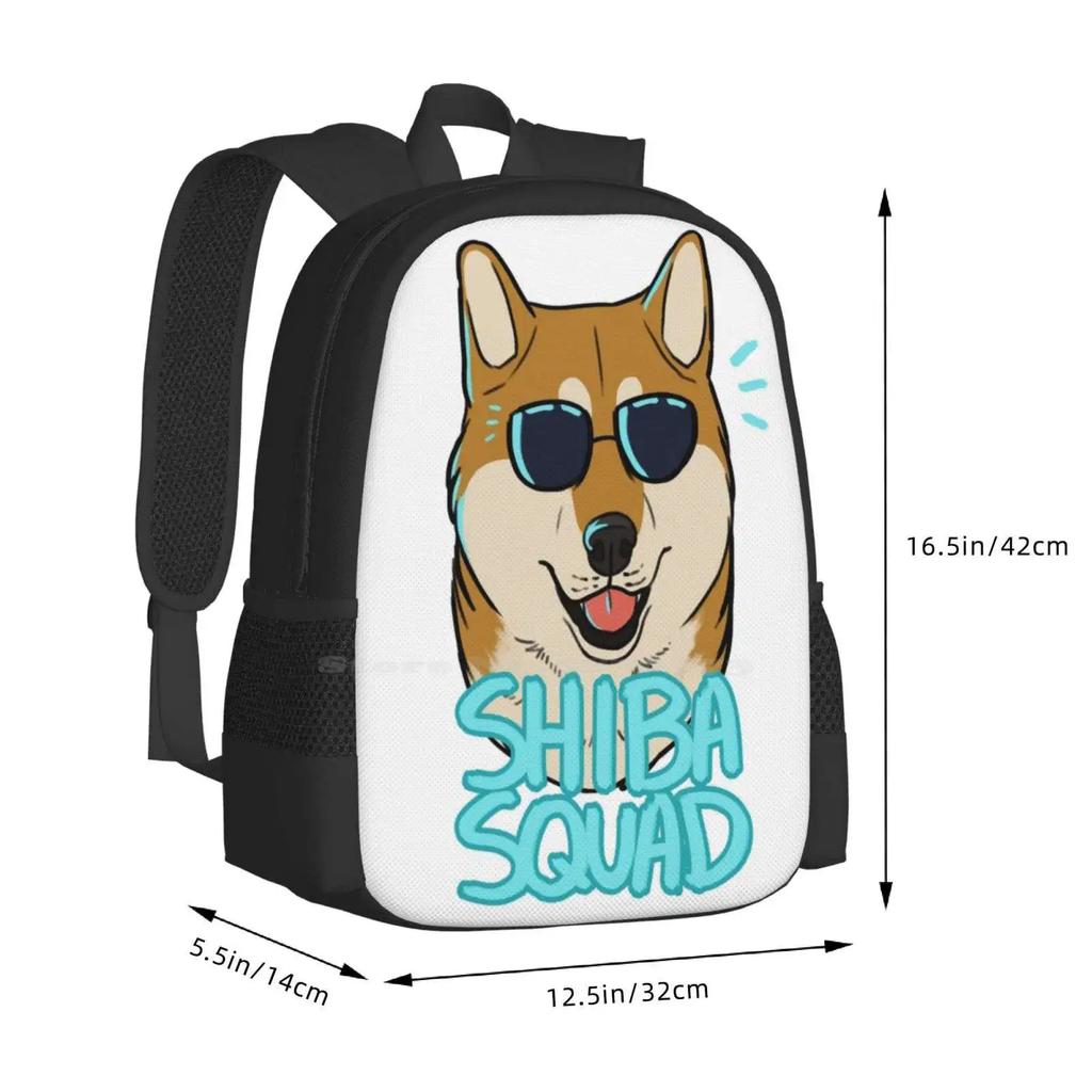 Shiba Squad ( Red ) Pattern Design Laptop Travel School Bags Shiba Inu Dogs Doge Canine