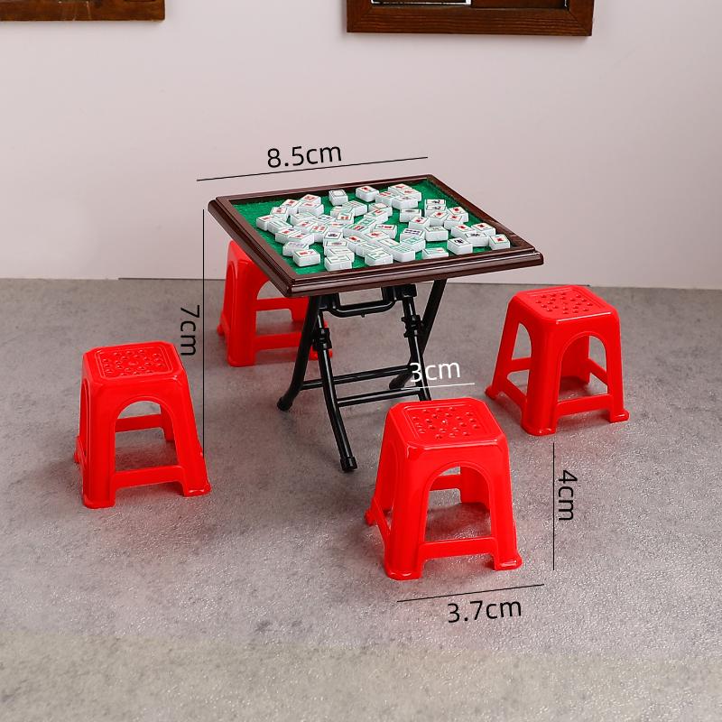 1 Set Mahjong Table And Chair Kit Home Model Doll House Furniture Accessories 1/12 Dollhouse Miniature Decor Toy
