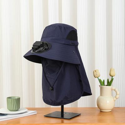 Solární klobouk s ventilátorem Venkovní klobouk se širokou krempou se solárním ventilátorem Letní UV ochrana Klobouk s ochranou na obličej pro golf, turistiku, rybaření