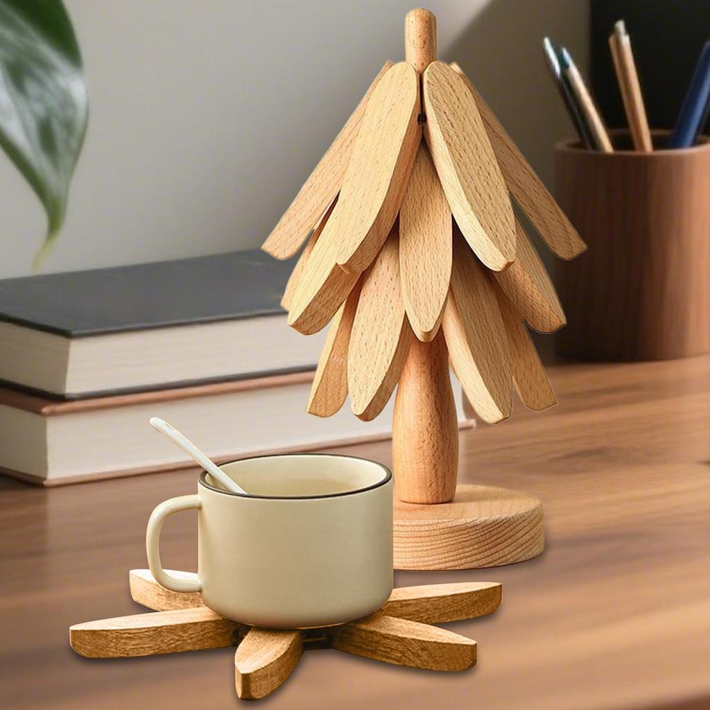 3PCS/4PCS/5PCS Wooden Trivet Tree Wooden Insulation Trivet Tree Anti-Scalding Cookware Coaster Pots Coasters Multipurpose