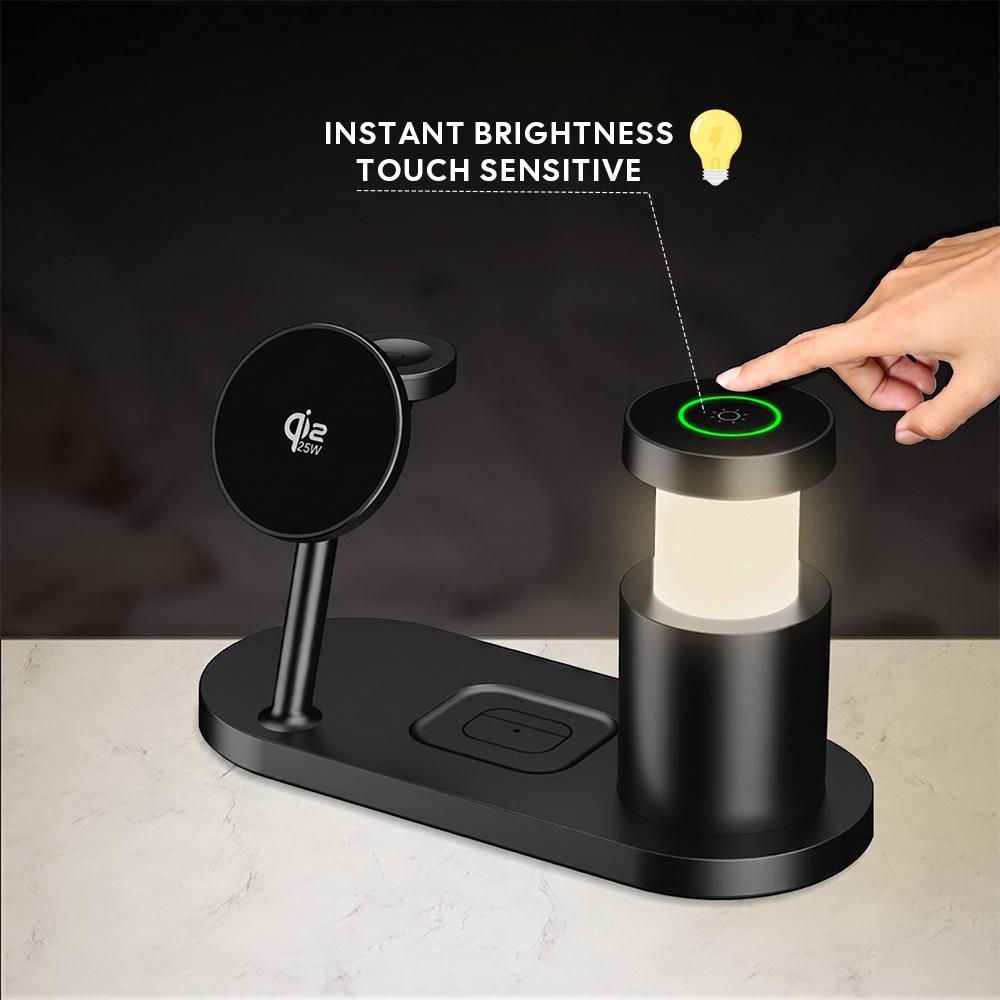 Qi2.2 25W MPP Fast Magnetic Charging Stand 4 In 1 with 45W PD Adapter Touch Control LED Desk Lamp for Apple iPhone 17 16 Pro Max