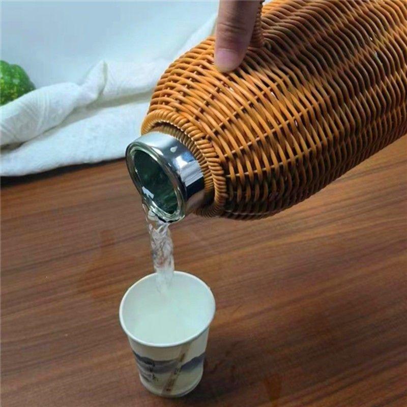 

Handmade Cork-Stopper Thermos Flask for Home, Tea Room, or Office - Insulated Glass Bottle with Liner