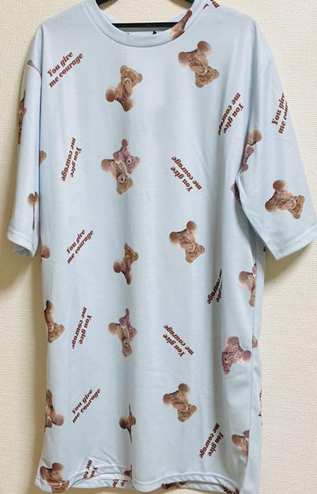 

[USED] Bear T-shirt, long-sleeved T-shirt, one-piece dress, dreamy, mass-produced bear plush toy, dreamy outlook, landmine