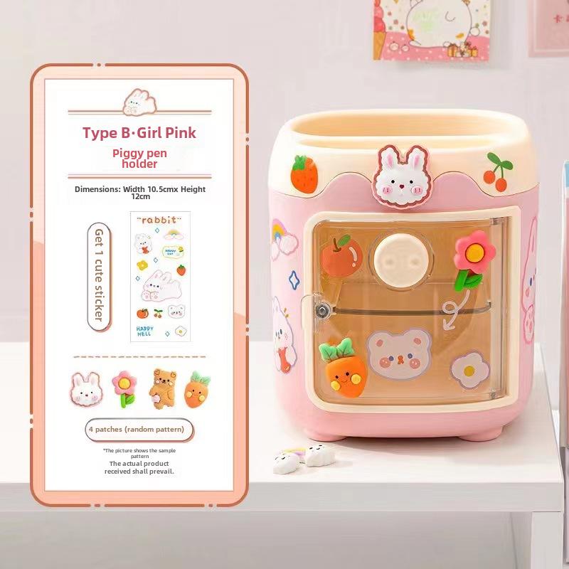 

Очаровательная подставка для ручек Piggy - вместительный настольный органайзер для студентов и детей