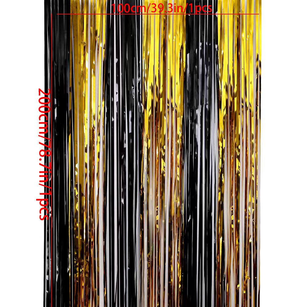 

Украшения для вечеринки по случаю дня рождения, фоновые шторы, блестки, черное золото, мишура, бахрома, фольга, занавески, фон, свадьба, взрослый, годовщина чёрный