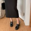 Melting Brown Women Casual Classic Gloss Block Loafer Heel