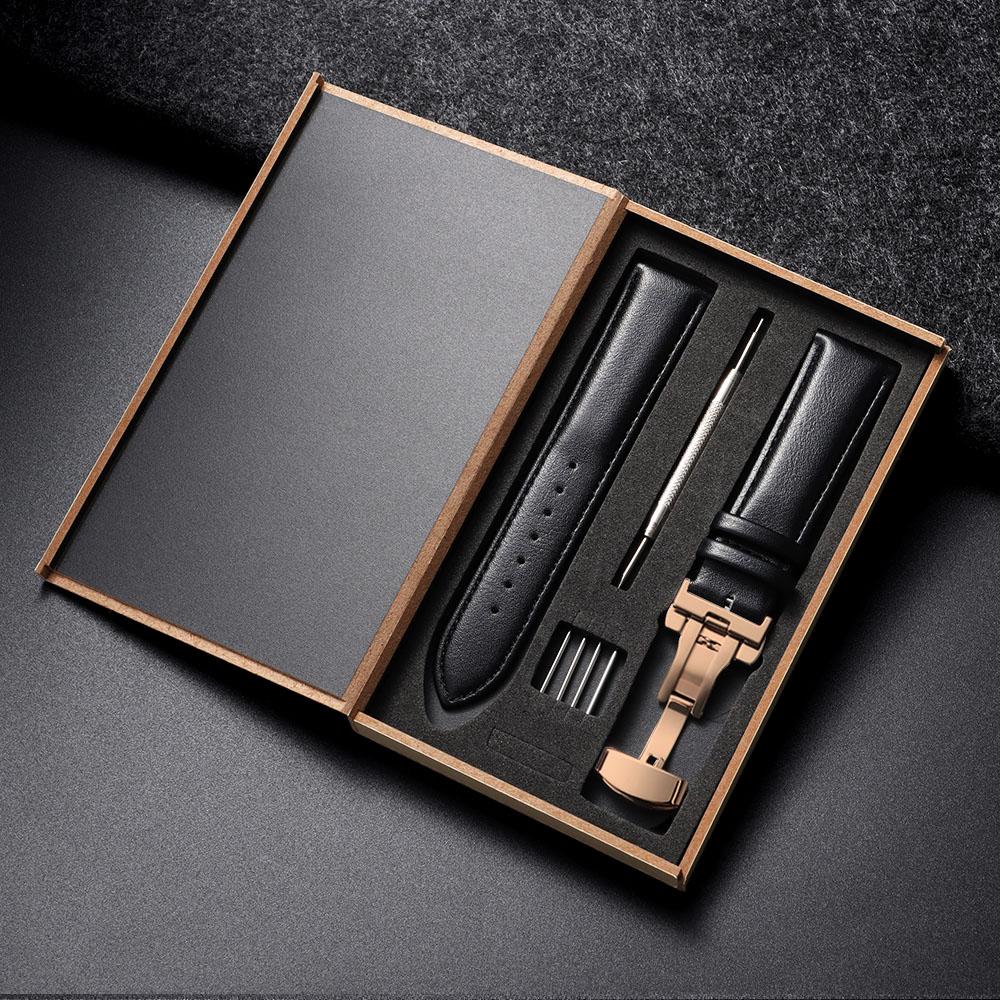 14mm 16mm 18mm 20mm 22mm 24mm Genuine Leather Watchband Watch Strap Butterfly Buckle for Men Women Business with Box Wrist Belt