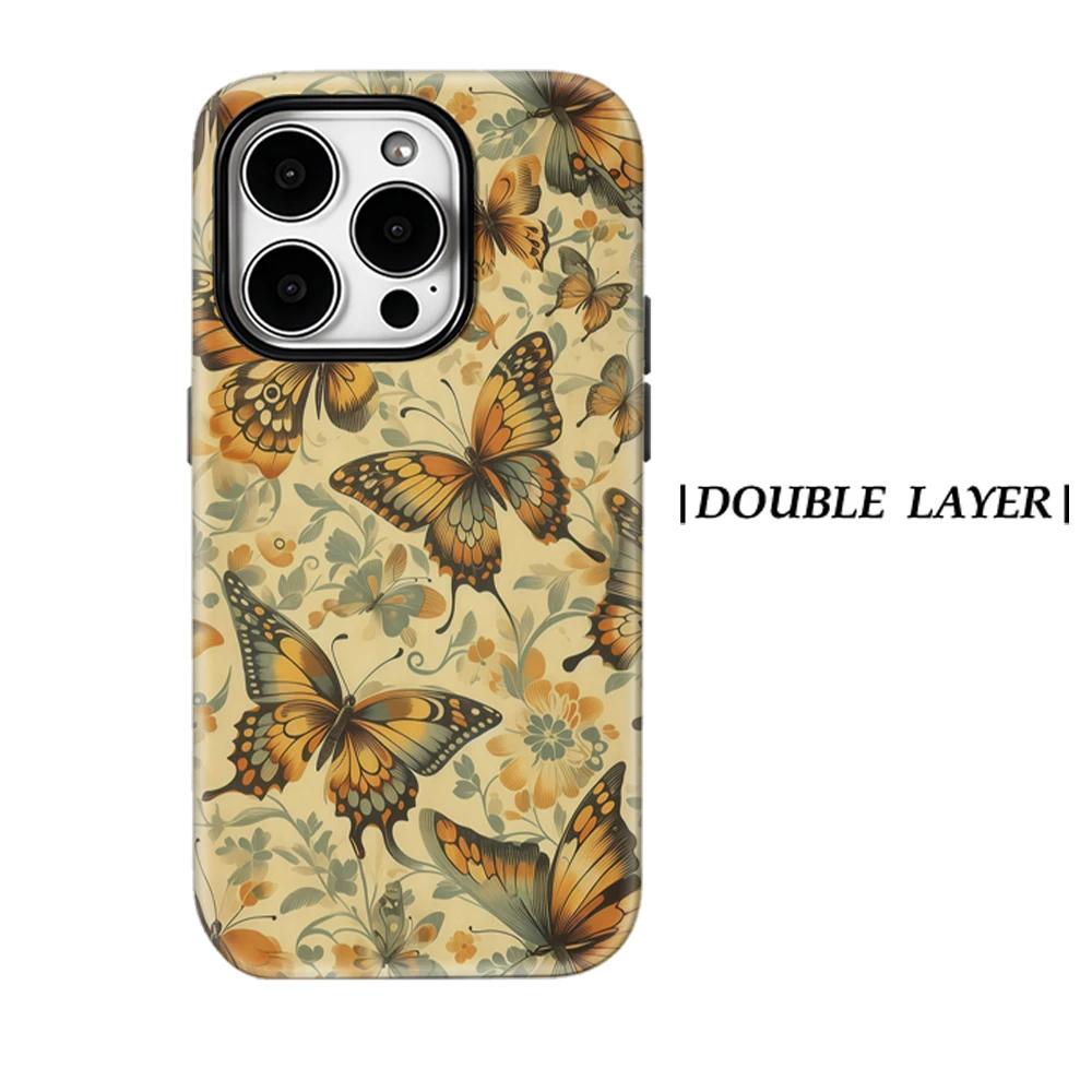 

Vintage Butterflies Phone Case for IPhone 17 16 15 14 13 Pro Max Plus for Magnetic Single Double-layer Tough Case For iPhone 13