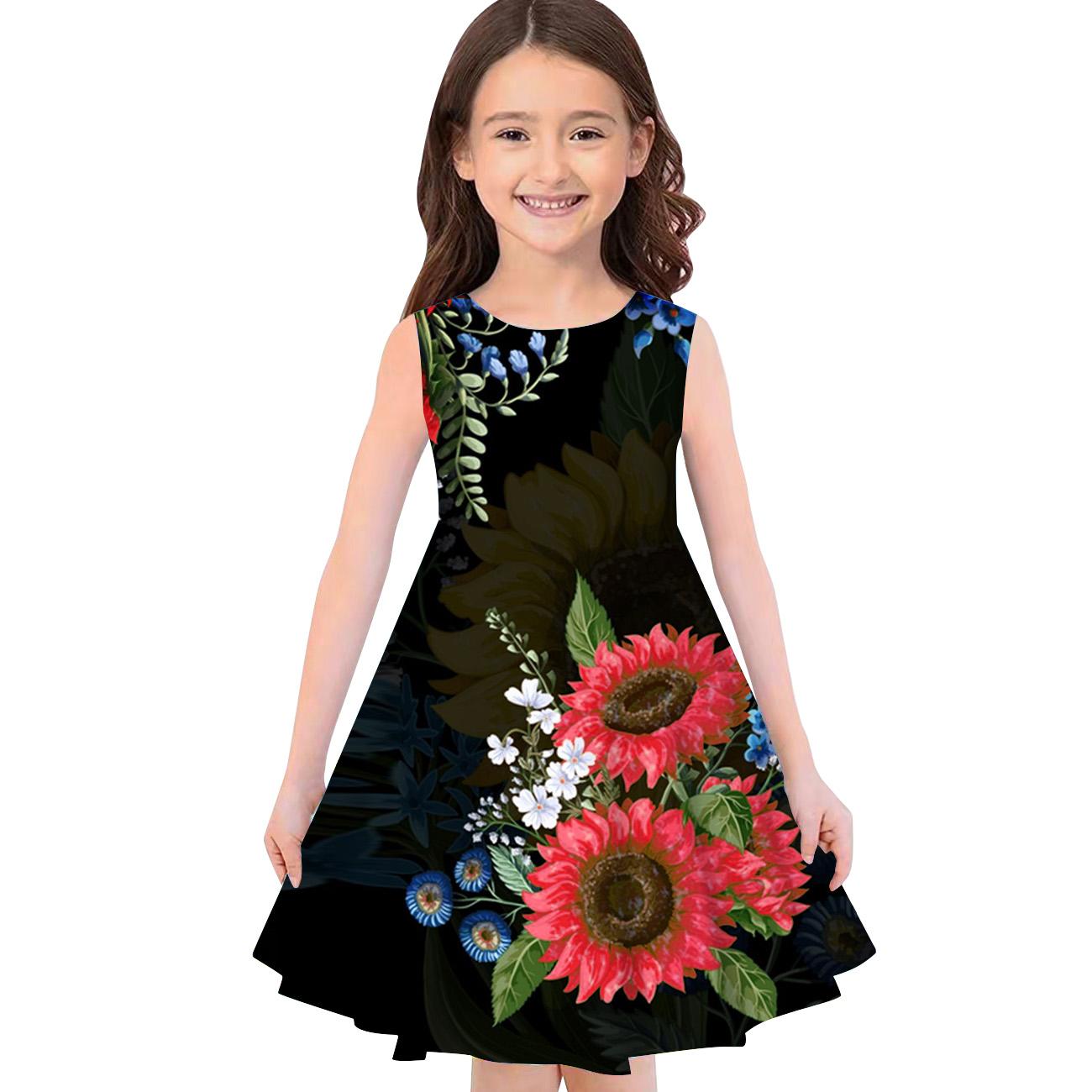 

Платья с 3D принтом для девочек, детское праздничное платье принцессы без рукавов для девочек, желтое платье с 3D принтом подсолнуха для девочек 80 красный