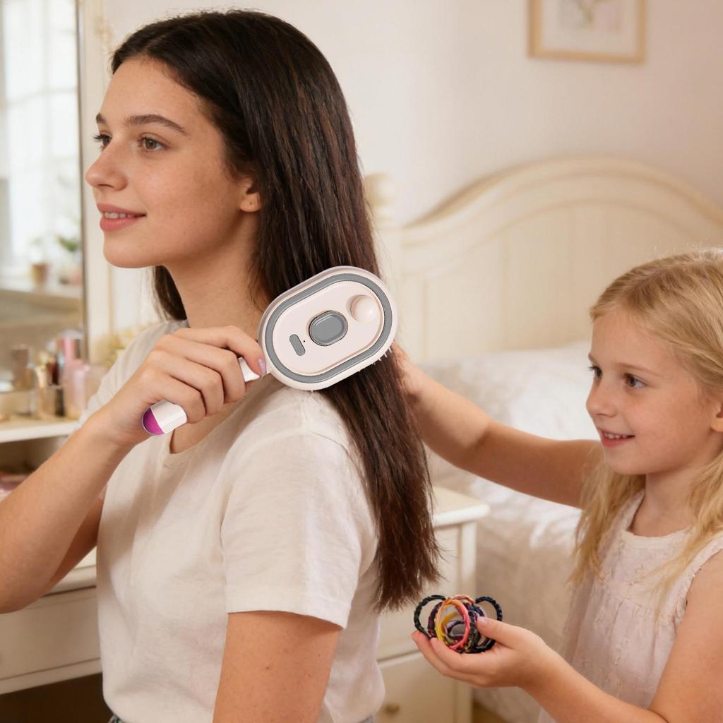 Steam Brush for Hair Rechargeable Detangling Comb with Oil Measuring Cup Steam Straightener Brush for Home Smoothing Curly Thick