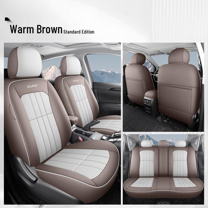 Classic Sylphy Leather Car Seat Cushion - Full Coverage All-Season Universal Cover