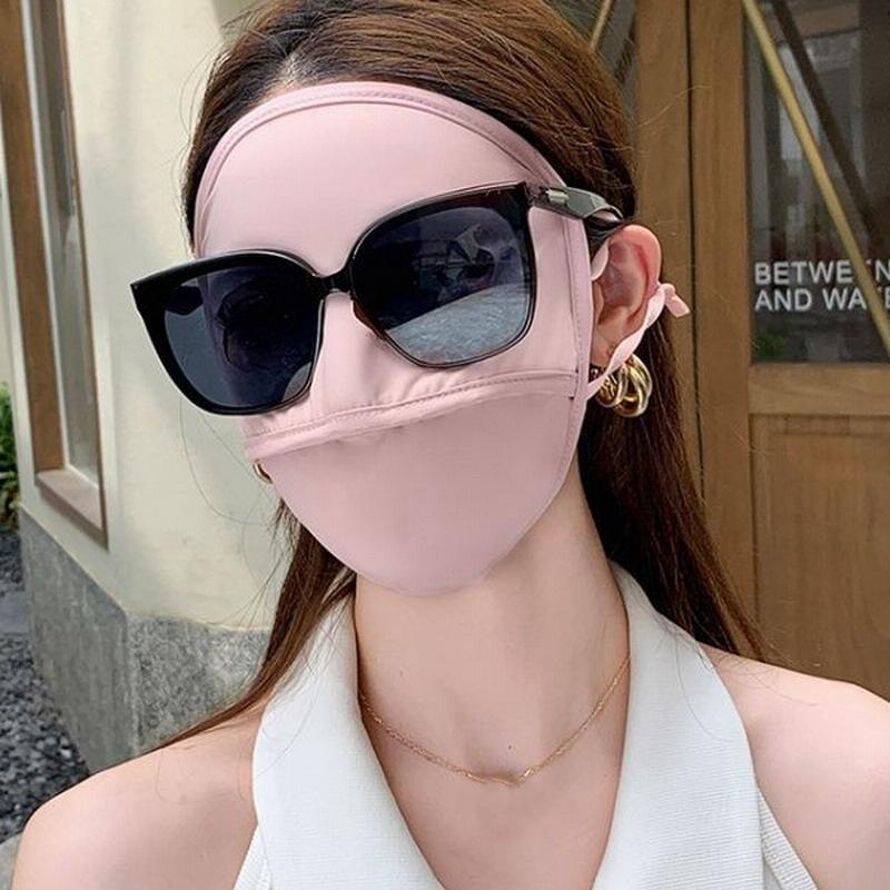 

1/4Pcs Sunscreen Mask Female Uv Protection Full Face Summer High-Efficiency Uv Protection Full Face Protective Mask Pink