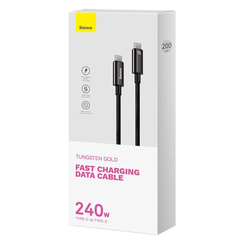 Kabel Usb-C Do Usb-C Baseus Tungsten Gold 240W 2 M (Czarny)