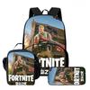 3Pcs Set School Backpack With Front Pocket & Lunch Bag & Pencil Bag,Fortnite Cartoon For Age 6-10,Lightweight For Boys & Girls