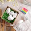 6pcs Set of Hand-painted Easter Eggs, DIY Hand-painted Easter Eggs with Cartoon Bunny and Butterfly Flowers