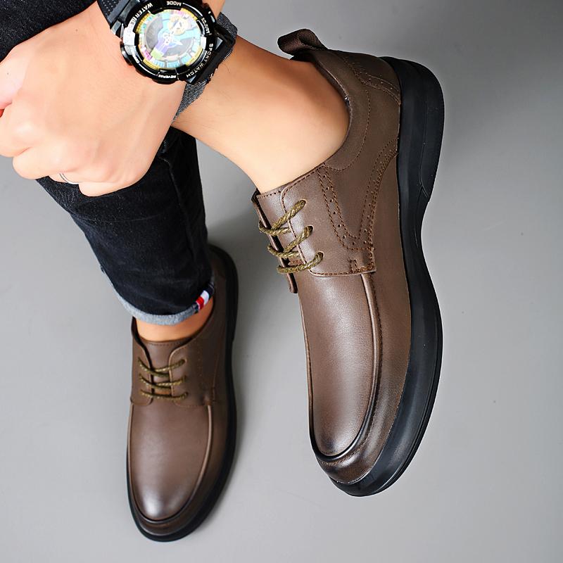 High Quality Men Oxfords Shoes Lace Up Spring Autum Genuine Leather Men Fashion Business Casual Man Shoe Breathable Chunky Shoes