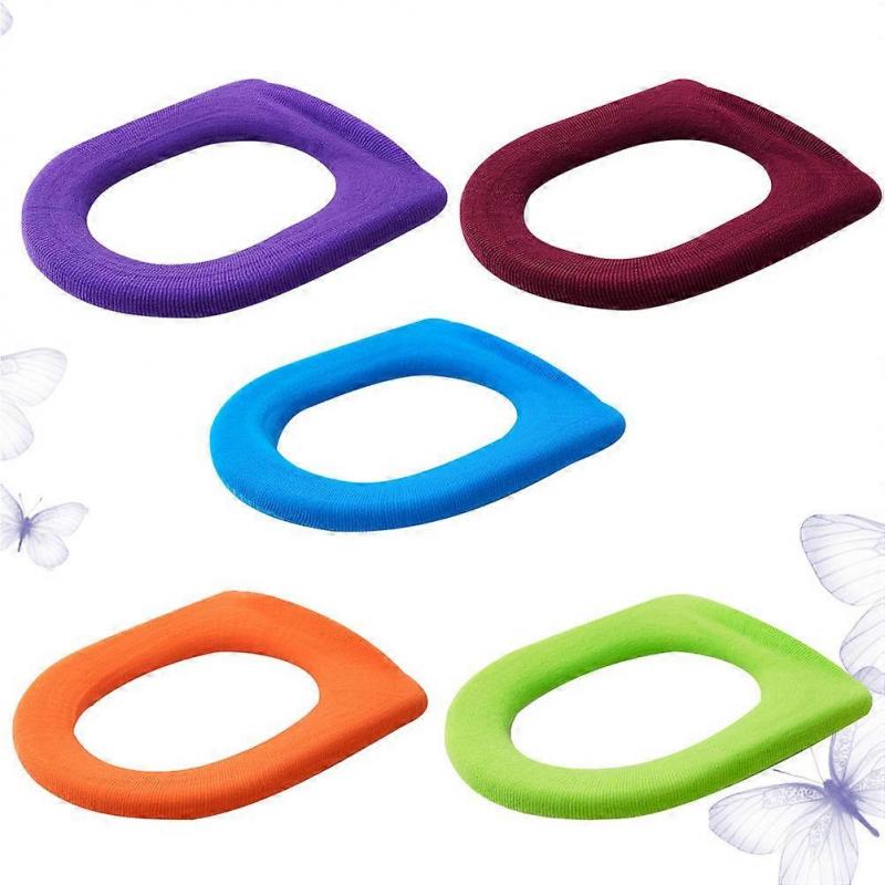 Toilet Seat Cover Pads Durable O-Shaped Toilet Mat for Bathroom Use Assorted Color 30X30CM Warm 5Pcs