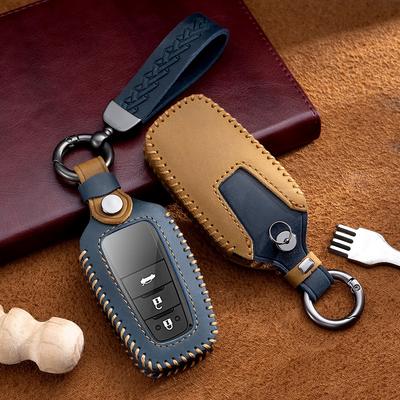 Car Key Case Protector For Toyota Prius Camry Corolla C-Hr Chr Rav4 Prado   Leather Key Shell Cover Auto Accessories