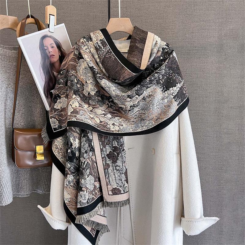 

New Winter Shawl Scarves Wrap Design Cashmere Scarf Women Warm Fashion Pashmina Femal Poncho Neckerchief Echarpe Bandana 68x185cm