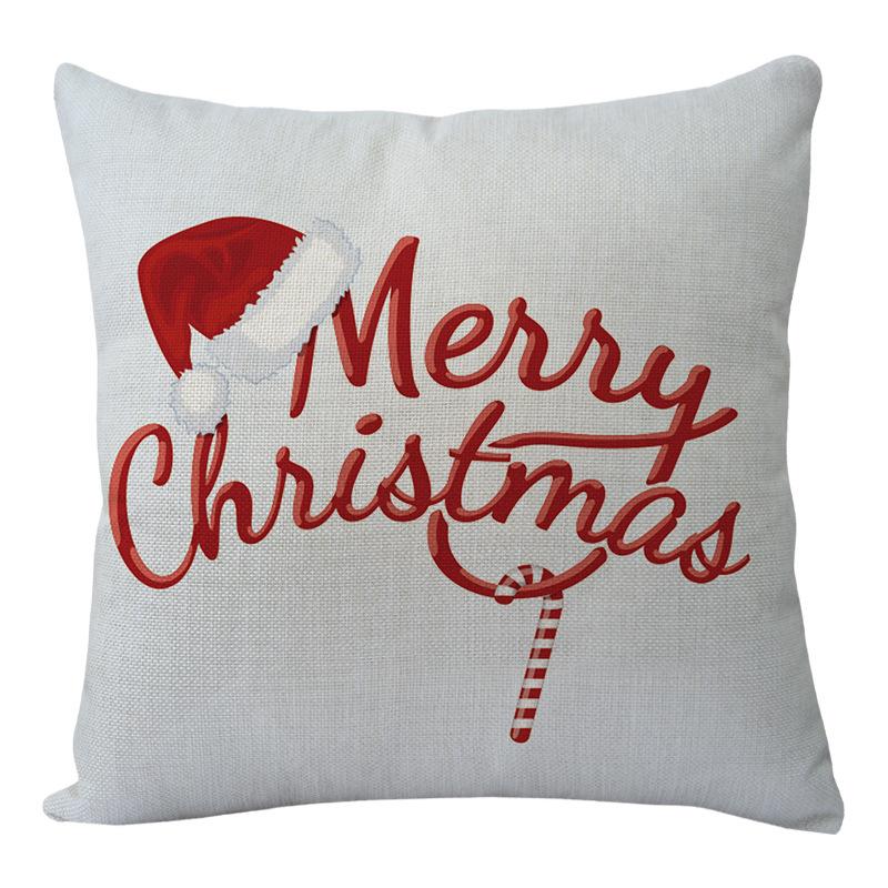 45CM Christmas Cushion Cover Santa Claus Elk Printed Sofa Pillow Case Merry Christmas Ornaments Xmas New Year Home Decoration