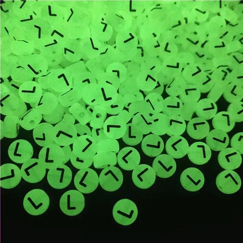 100-500PCS Acrylic Luminous A-Z 26Letter Beads Loose Spacer Alphabet Beads For Jewelry Making DIY Charms Bracelet Necklace