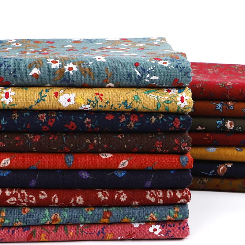 0.5m/1m/2m Vintage Ethnic Style Cotton Linen Printed Fabric for Tablecloths, Sofa Blankets Dresses Handmade DIY Clothing Fabrics