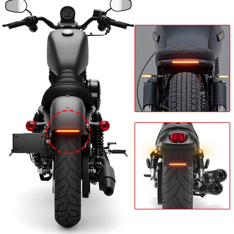 Flexible Motorcycle Rear Brake Light LED 12V DRL Turn Signal Lamp Stop Taillight 3-in-1 Flowing Indicator Light for Cafe Racer