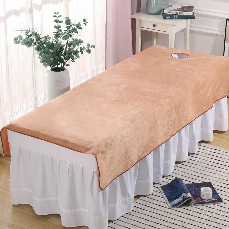 Beauty Salon Bed Sheets with Holes and Plush Added Massage Massage Special Bed Cover Thick Solid Color Bath Sheets Breathable and Skin Friendly Towel