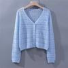 2025 women's summer hollow air-conditioning shirt, fresh candy color v-neck knitted cardigan, light and breathable long-sleeved sunscreen shirt