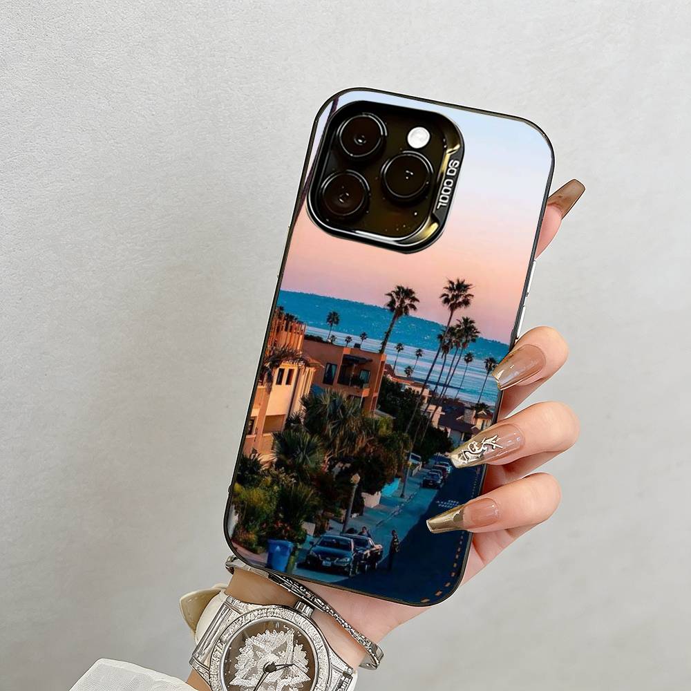 

Travel Los Angeles California Phone Case For iPhone 17,16,15,14,13,12,11 Plus,Pro Max,XS,Colorful Silver Phone case Funda Cover iPhone15Pro