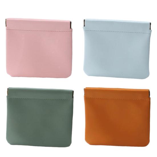 Snap Closure Organizer Pouch Faux Leather Portable Cosmetic Storage Bag Self-Closing Pouch for Lipstick Earphones