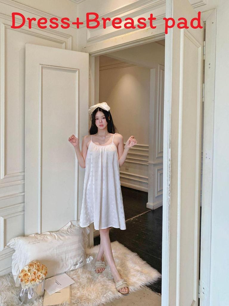 Pure Desire Style Women Summer Sleep Dress With Ice Silk Sleeveless Vneck For Home Comfort