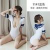 Sex Underwear Women's Transparent Student Uniform Temptation Open Tight One-piece Pajama Set One-piece One-piece with Hair